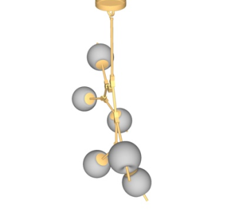 现代轻奢多头吊灯su模型