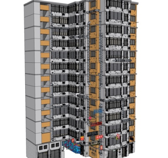 现代高层公寓楼su模型