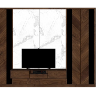 现代实木电视柜su模型