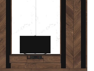 现代实木电视柜su模型