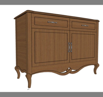 简欧实木边柜su模型