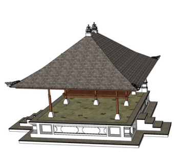 中式凉亭su模型
