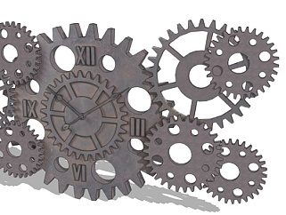 工业风齿轮时钟su模型