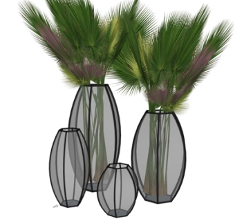 现代玻璃花瓶su模型