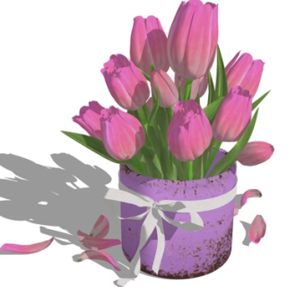 现代花瓶花卉su模型