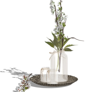 现代花瓶花卉su模型