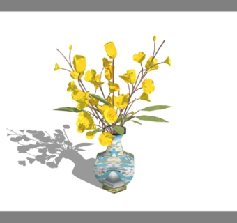 现代花瓶花卉su模型