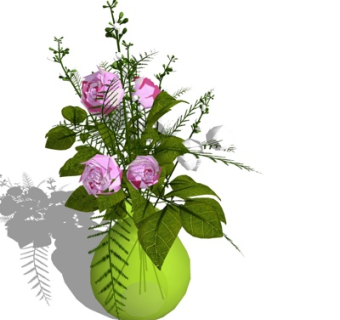 现代花瓶花卉su模型