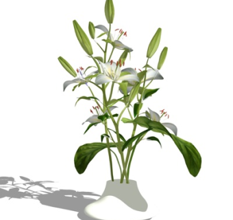 现代花瓶花卉su模型