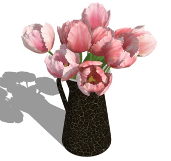 现代花瓶花卉su模型