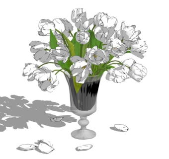 现代花瓶花卉su模型