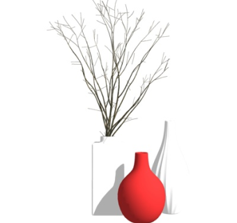 现代枯枝花瓶su模型