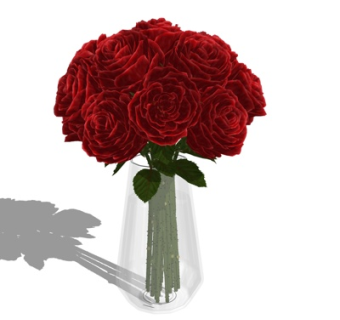 现代玫瑰花花瓶su模型