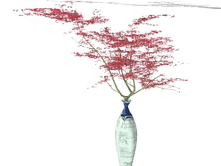 新中式花瓶花卉su模型