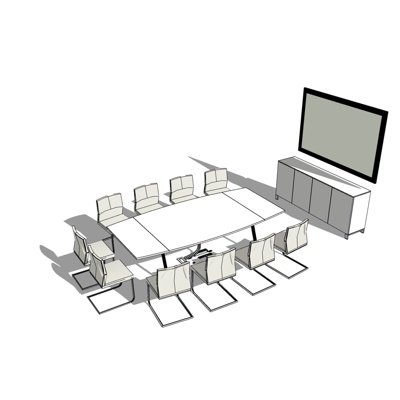 现代会议桌椅su模型