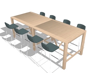 现代会议桌椅su模型