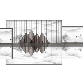 新中式景观墙su模型
