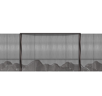 新中式景观墙su模型