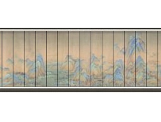 新中式彩绘景观墙su模型