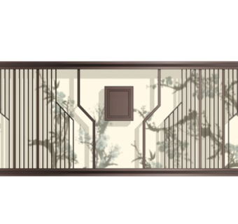 新中式景观墙su模型