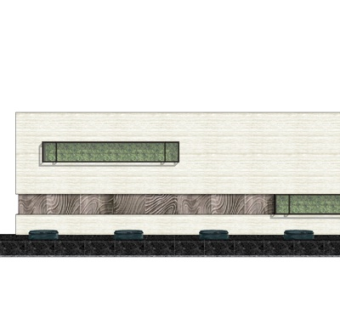 现代喷泉景观墙su模型