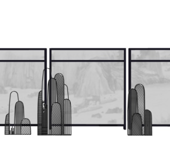 新中式景观墙su模型