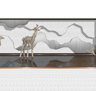 新中式景观墙su模型