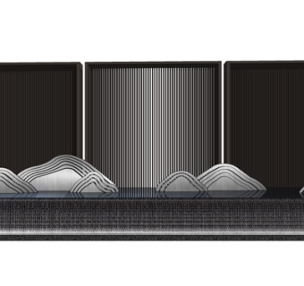 新中式景观墙su模型