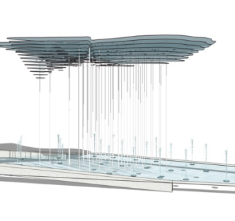 新中式景观墙su模型