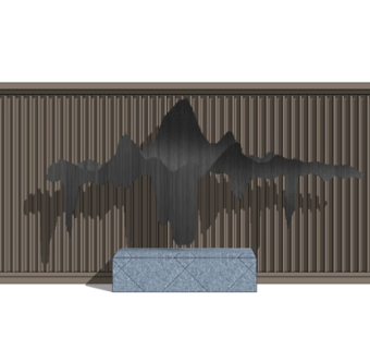 新中式景观墙su模型