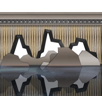 新中式景观墙su模型