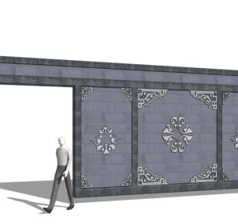 简欧雕花景观墙su模型