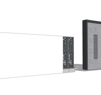 新中式景观墙su模型