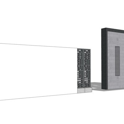 新中式景观墙su模型