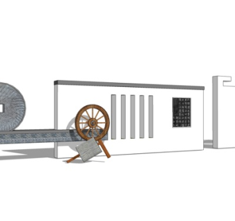 新中式铜钱雕塑景观墙su模型