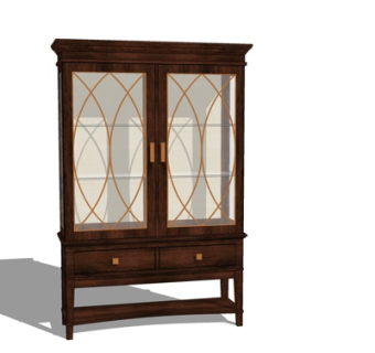 现代实木装饰柜su模型