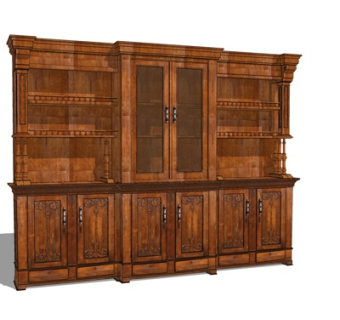 美式实木装饰柜su模型