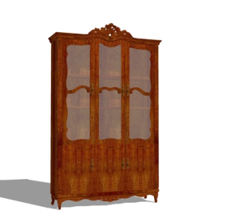 欧式实木装饰柜su模型
