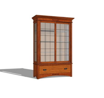 现代实木装饰柜su模型