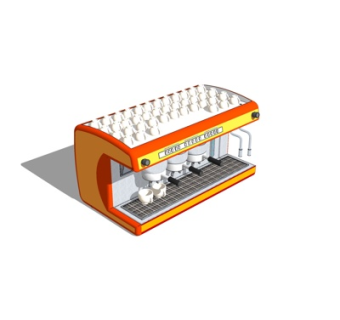 现代自助咖啡机su模型