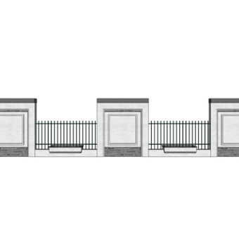 现代围墙护栏su模型