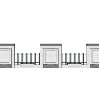 现代围墙护栏su模型