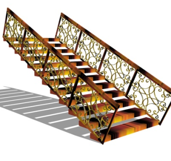 欧式轻奢楼梯su模型
