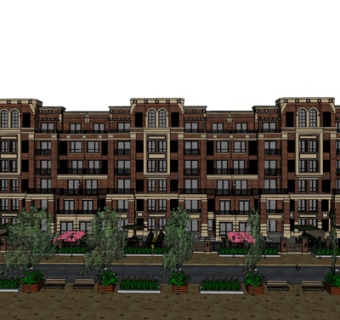 欧式连排别墅su模型