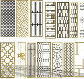 现代轻奢隔断su模型