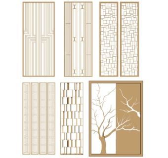 现代轻奢隔断su模型