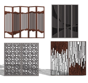 现代屏风隔断su模型