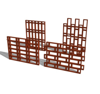 现代实木隔断su模型