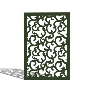 新中式缕空隔断su模型