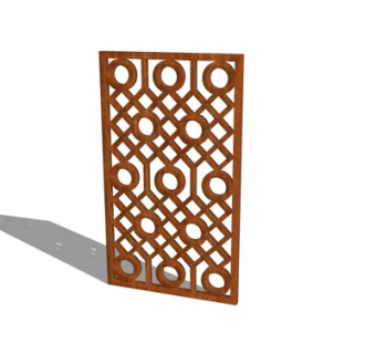 现代实木隔断su模型